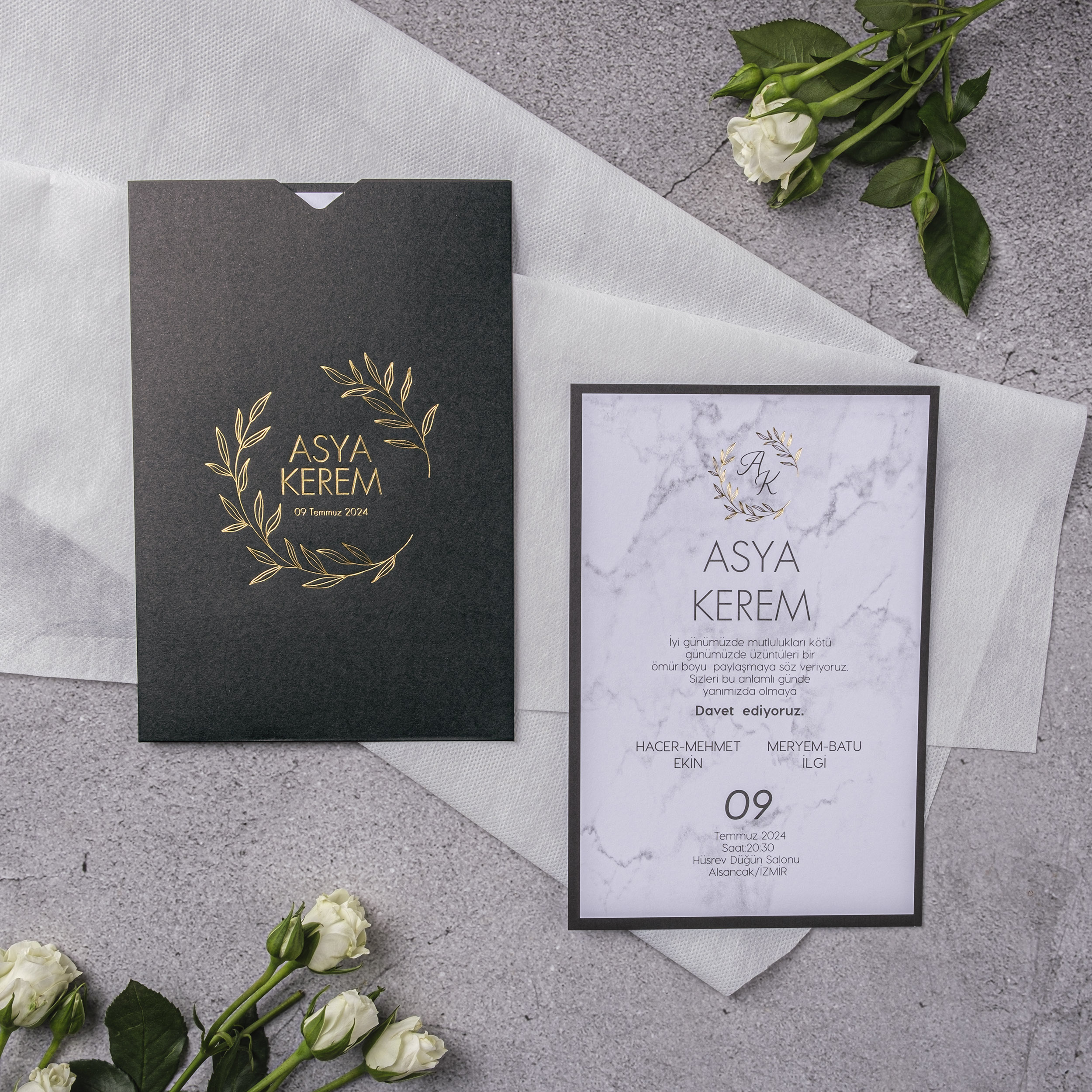 Marble Gold Geometric Wedding Invitation
