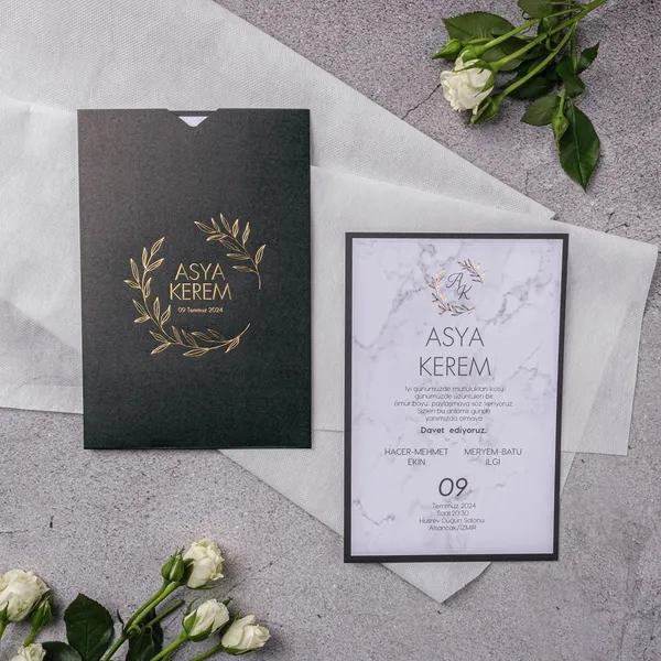 Marble Gold Geometric Wedding Invitation