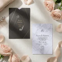 Marble Rose Gold Geometric Wedding Invitation