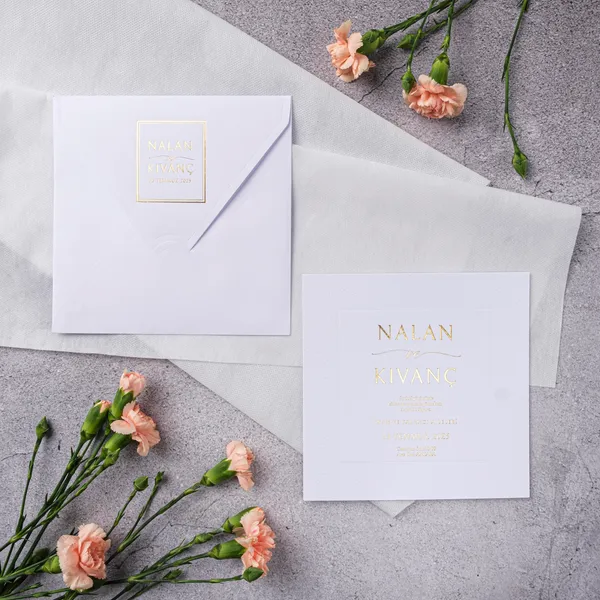 Gold Frame Minimalist Wedding Invitation