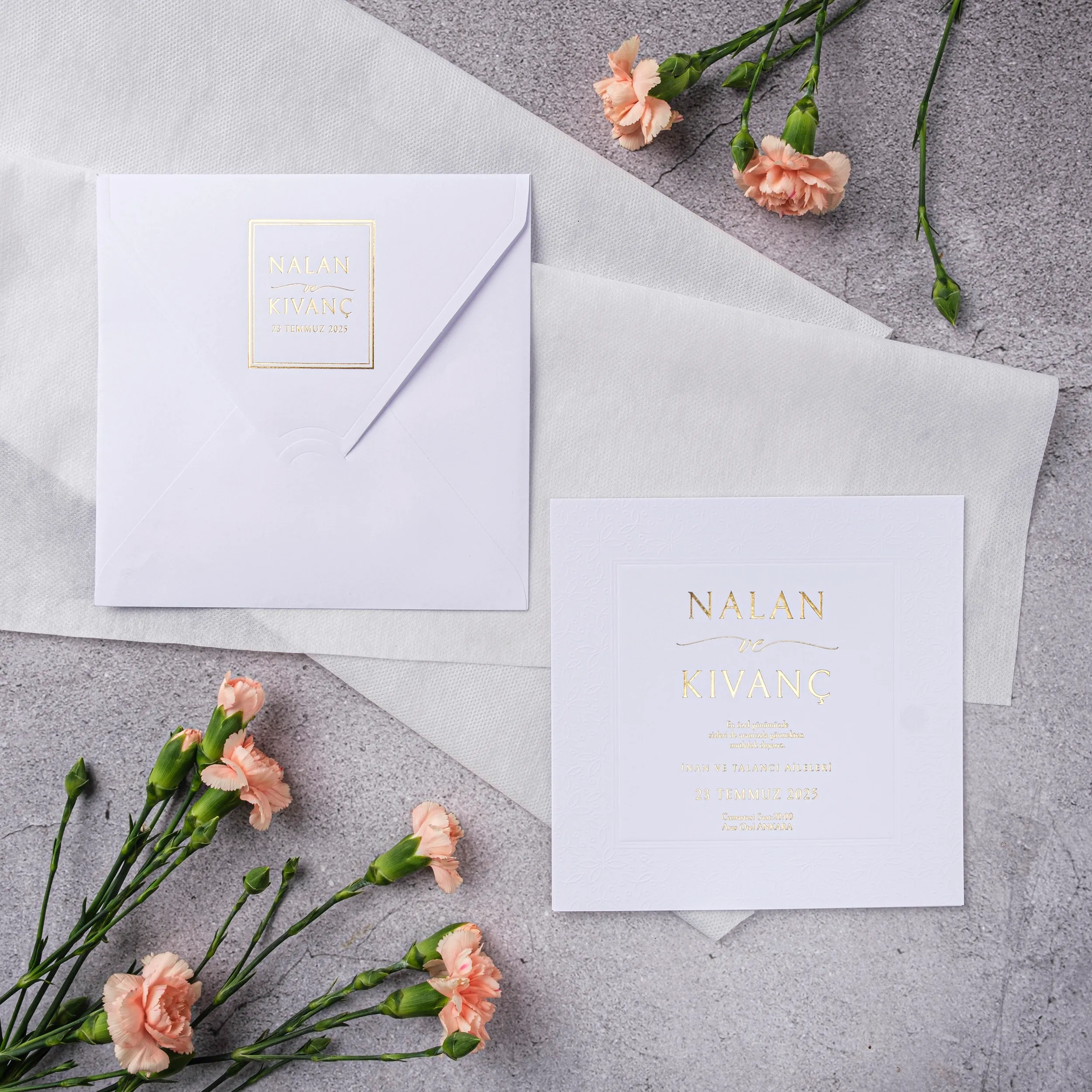 Gold Frame Minimalist Wedding Invitation