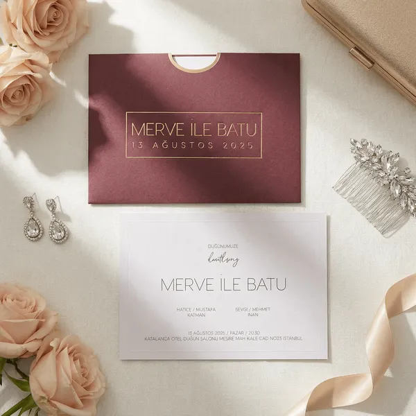 Terracotta Gold Frame Wedding Invitation