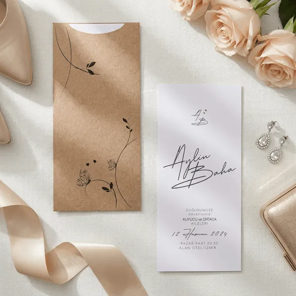 Kraft Botanical Illustration Wedding Invitation