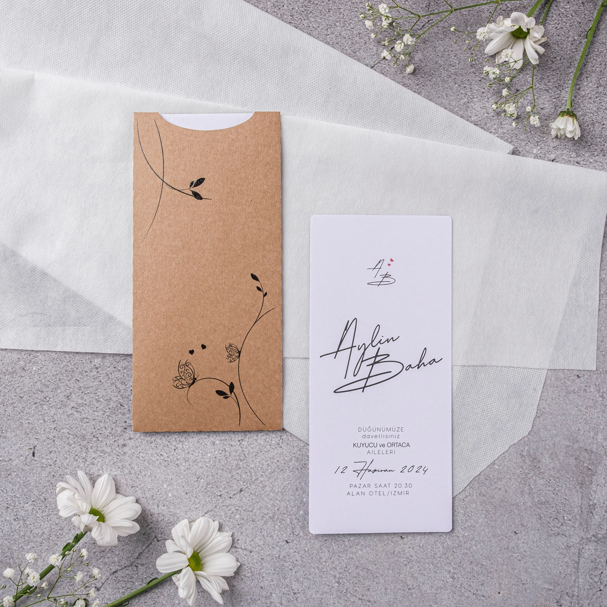 Kraft Botanical Illustration Wedding Invitation