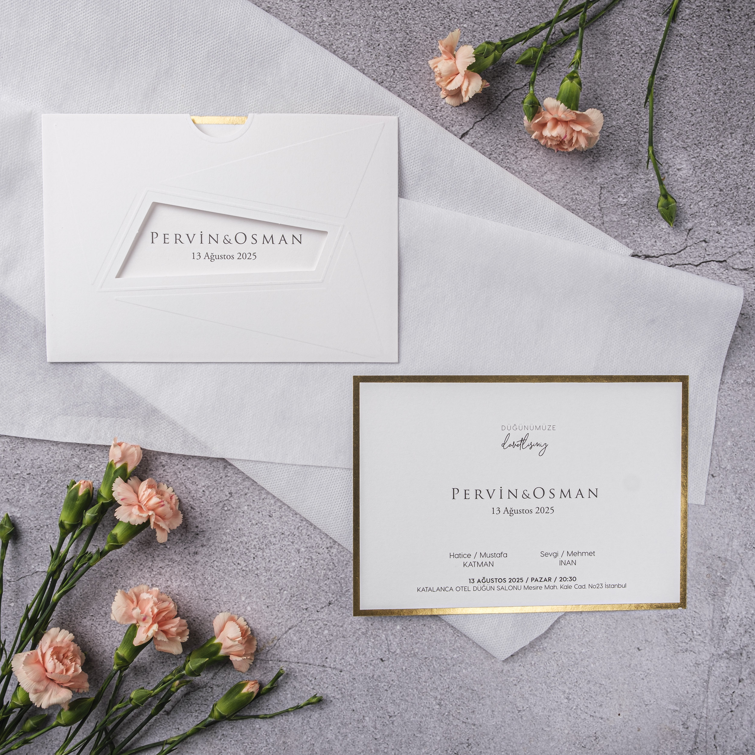 White Embossed Window Wedding Invitation