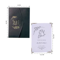 Dark Green Gold Botanical Pocket Wedding Invitation