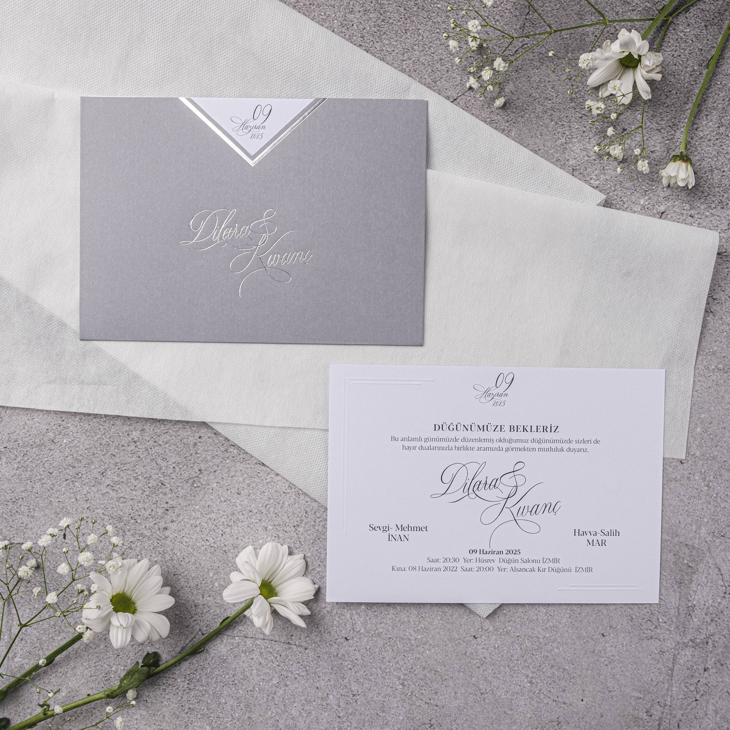 Gray Geometric Chevron Wedding Invitation