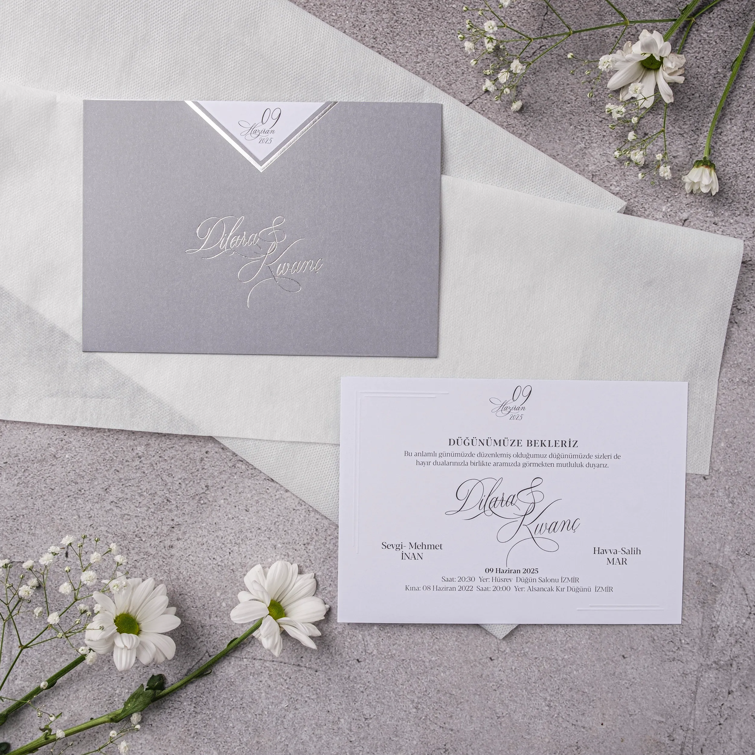 Gray Geometric Chevron Wedding Invitation