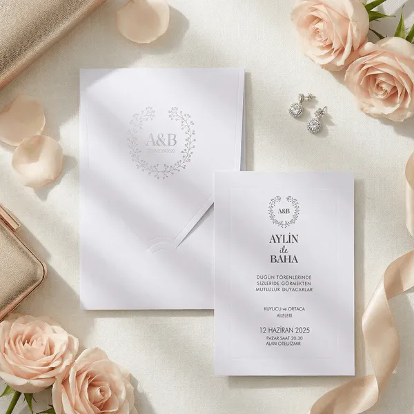 Lavender Botanical Wreath Monogram Wedding Invitation