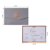 Gray Copper Ornate Emblem Wedding Invitation