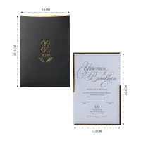 Charcoal Gold Date Laurel Wedding Invitation