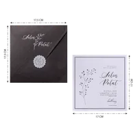 Charcoal White Script Botanical Seal Wedding Invitation