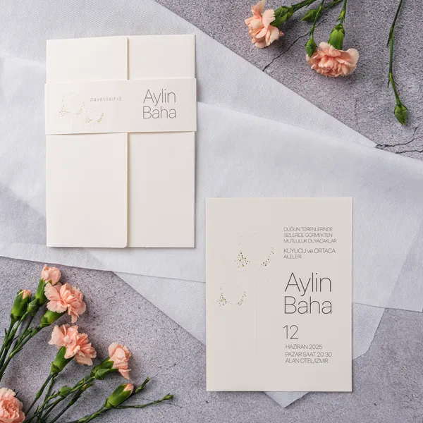 Cream Gold Confetti Pocket Wedding Invitation