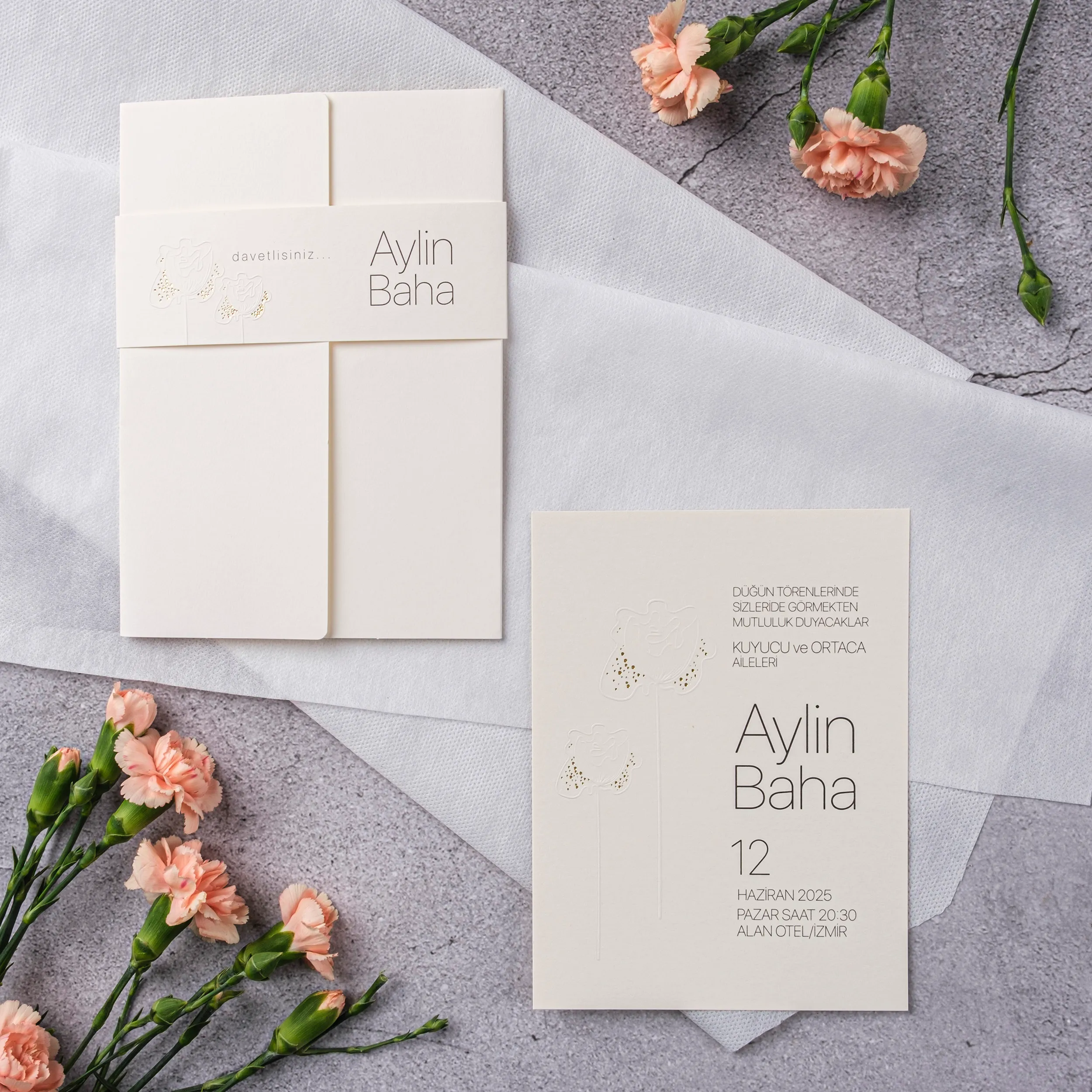 Cream Gold Confetti Pocket Wedding Invitation