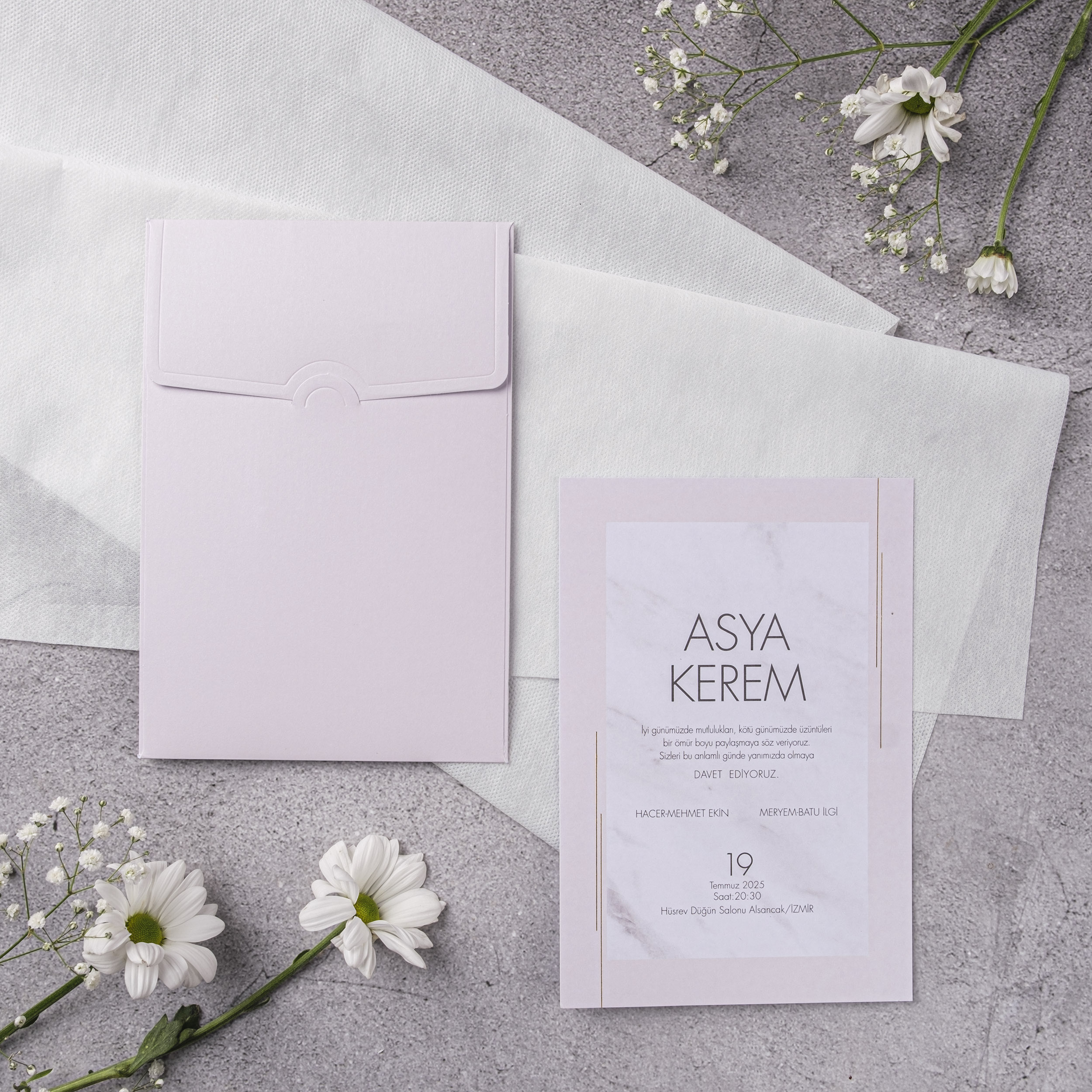 Soft Pink Minimalist Square Wedding Invitation