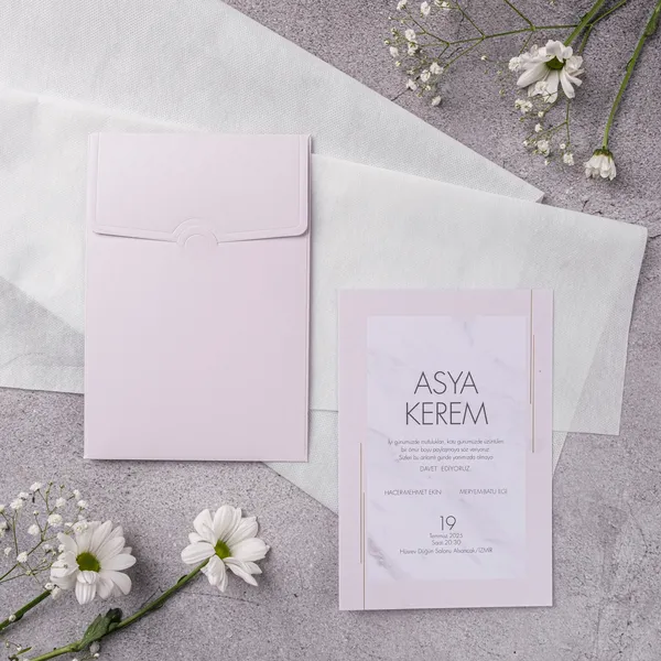 Soft Pink Minimalist Square Wedding Invitation