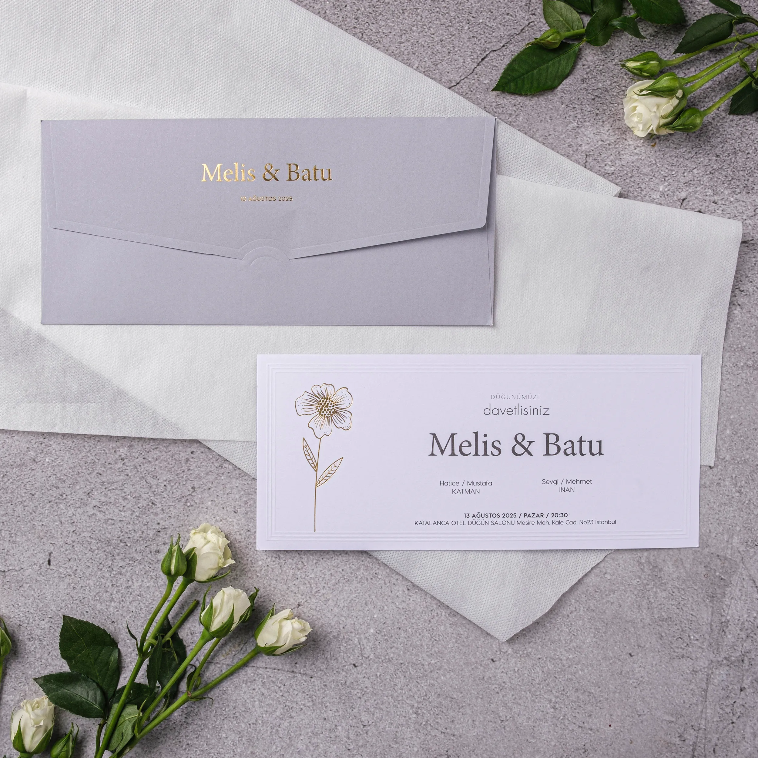 Lavender Gold Botanical Flower Wedding Invitation
