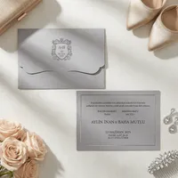 Mauve Ornate Frame Simple Border Wedding Invitation