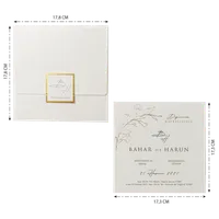 White Gold Square Label Botanical Wedding Invitation