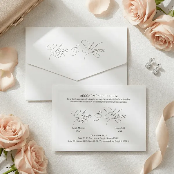 White Elegant Script Calligraphy Wedding Invitation
