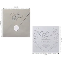 Taupe Script Wax Seal Botanical Wreath Wedding Invitation