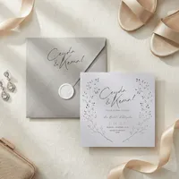 Taupe Script Wax Seal Botanical Wreath Wedding Invitation