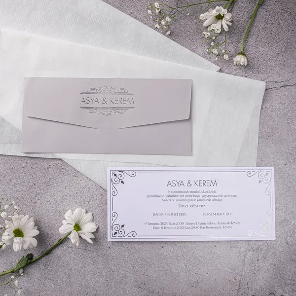 Blush Embossed Decorative Corner Wedding Invitation