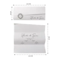 White Ornate Seal Horizontal Tri-Fold Wedding Invitation