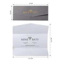 Gray Gold Tree Logo Horizontal Tri-Fold Wedding Invitation