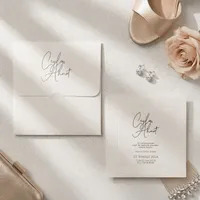 Cream Script Embossed Decorative Border Wedding Invitation