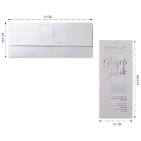 White Embossed Script Layered Frame Wedding Invitation