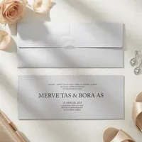 White Embossed Multi-Frame Horizontal Wedding Invitation