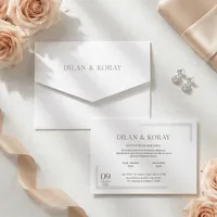 White Serif Typography Double Border Wedding Invitation