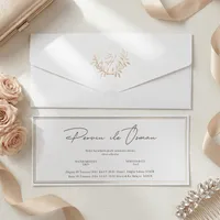 Gold Monogram Horizontal Wedding Invitation
