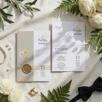 Beige Floral Sleeve Wedding Invitation