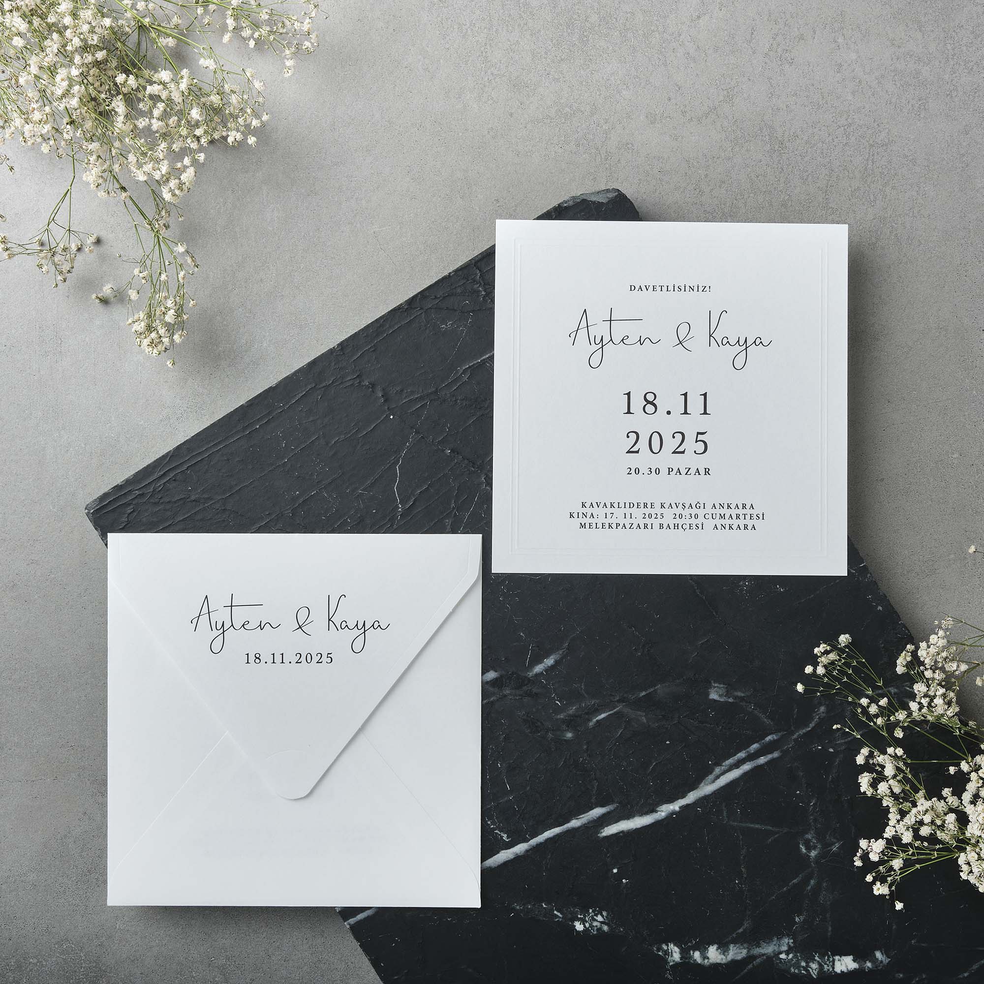 Minimal White Square Wedding Invitation
