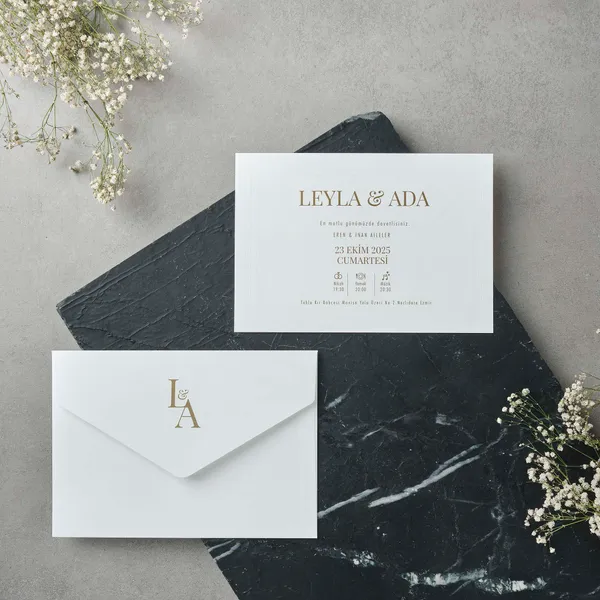 Minimalist Gold Typography Wedding Invitation