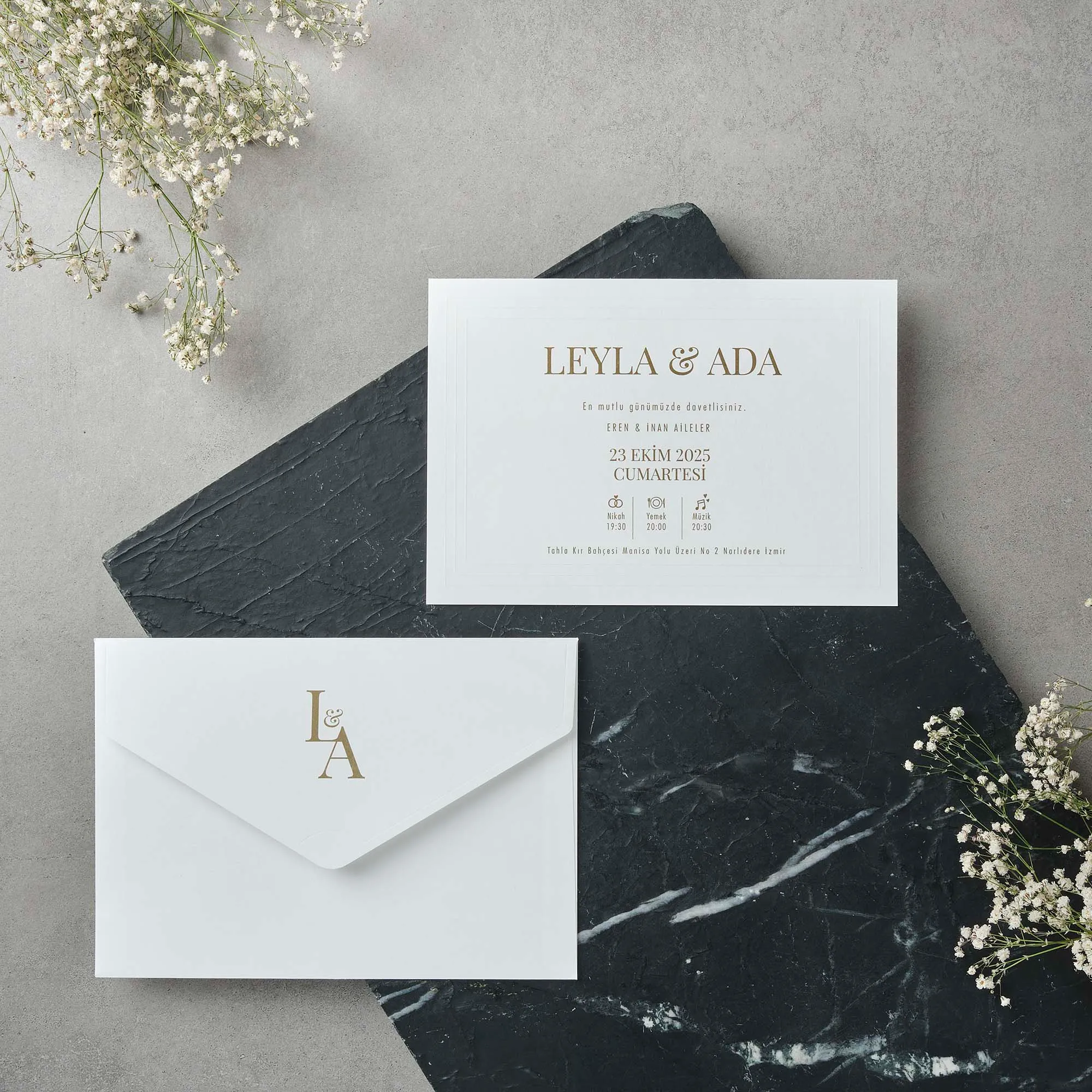 Minimalist Gold Typography Wedding Invitation