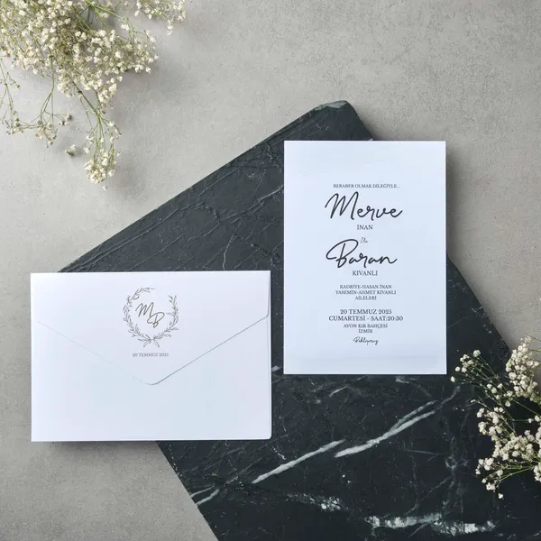 Romantic Laurel Wreath Wedding Invitation