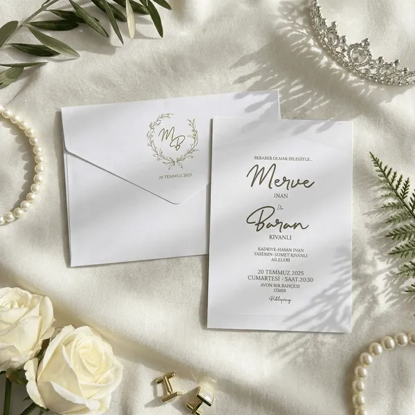 Romantic Laurel Wreath Wedding Invitation