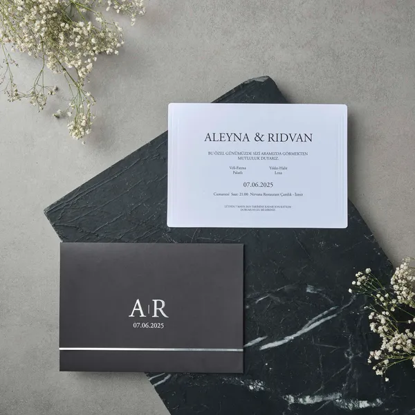 Classic Serif Wedding Invitation with White Box