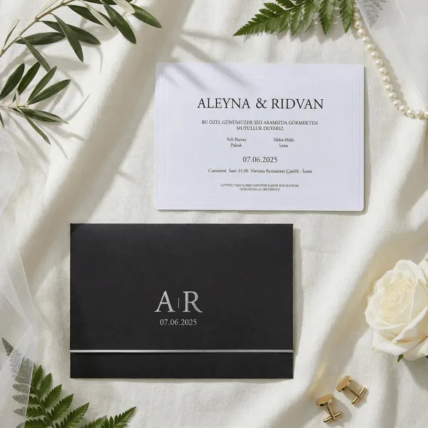 Classic Serif Wedding Invitation with White Box