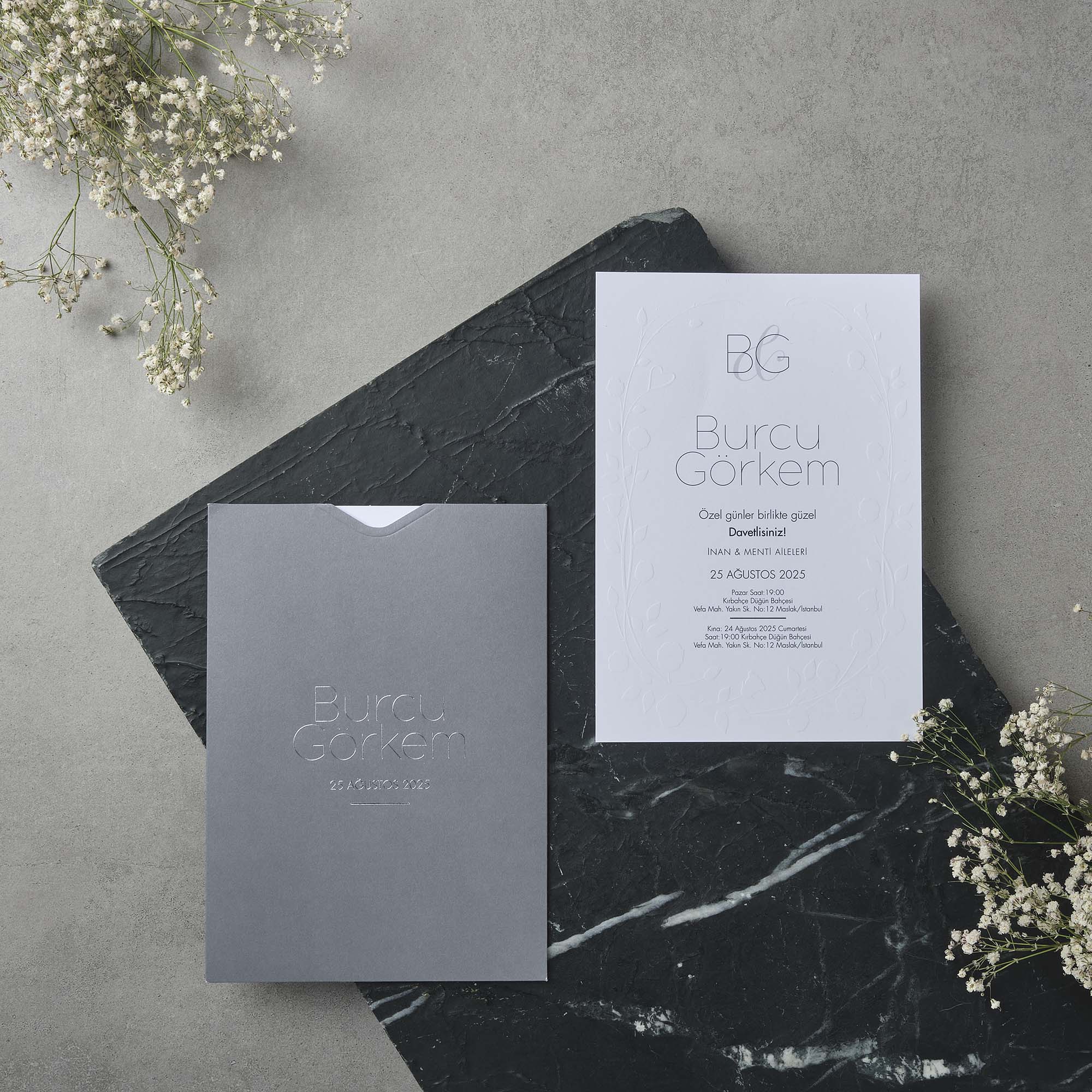 Debossed Minimalist Wedding Invitation Set