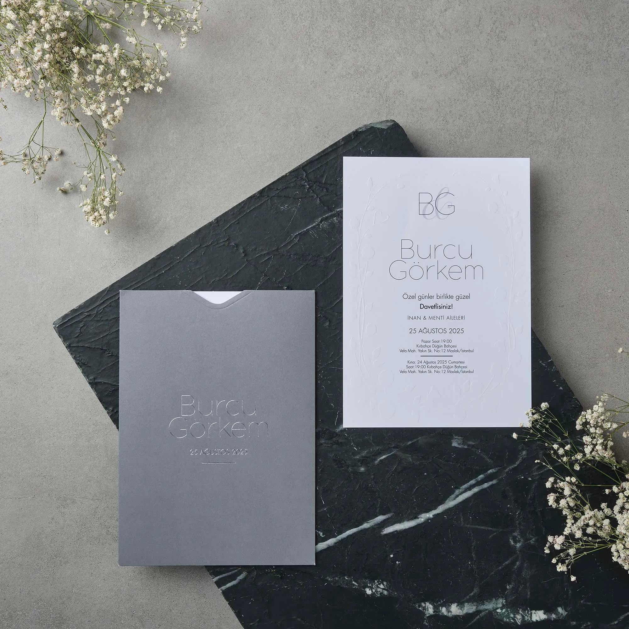 Debossed Minimalist Wedding Invitation Set