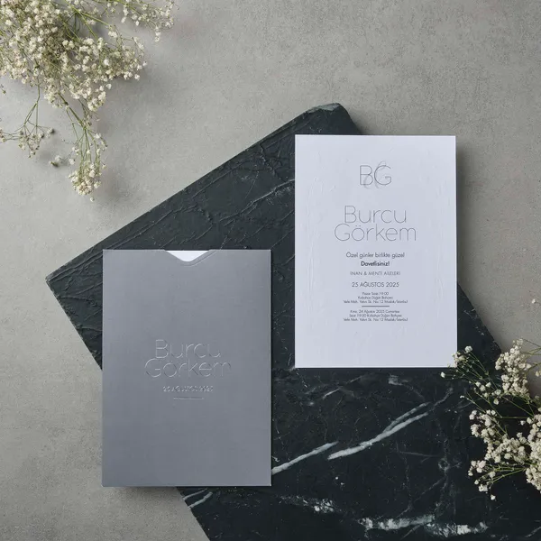 Debossed Minimalist Wedding Invitation Set