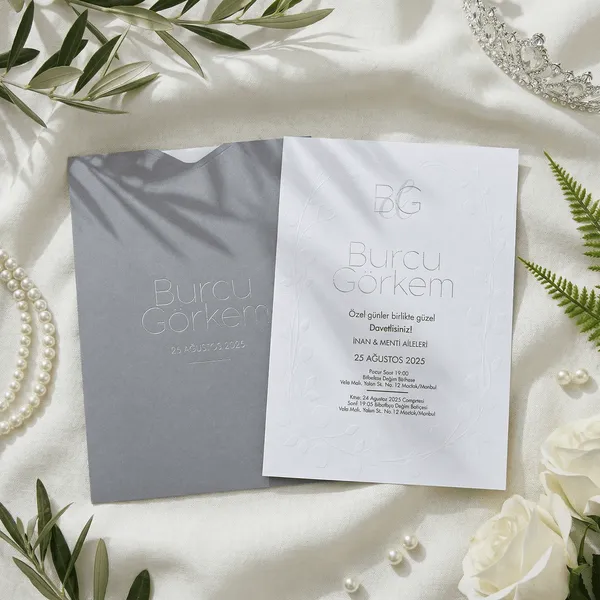 Debossed Minimalist Wedding Invitation Set
