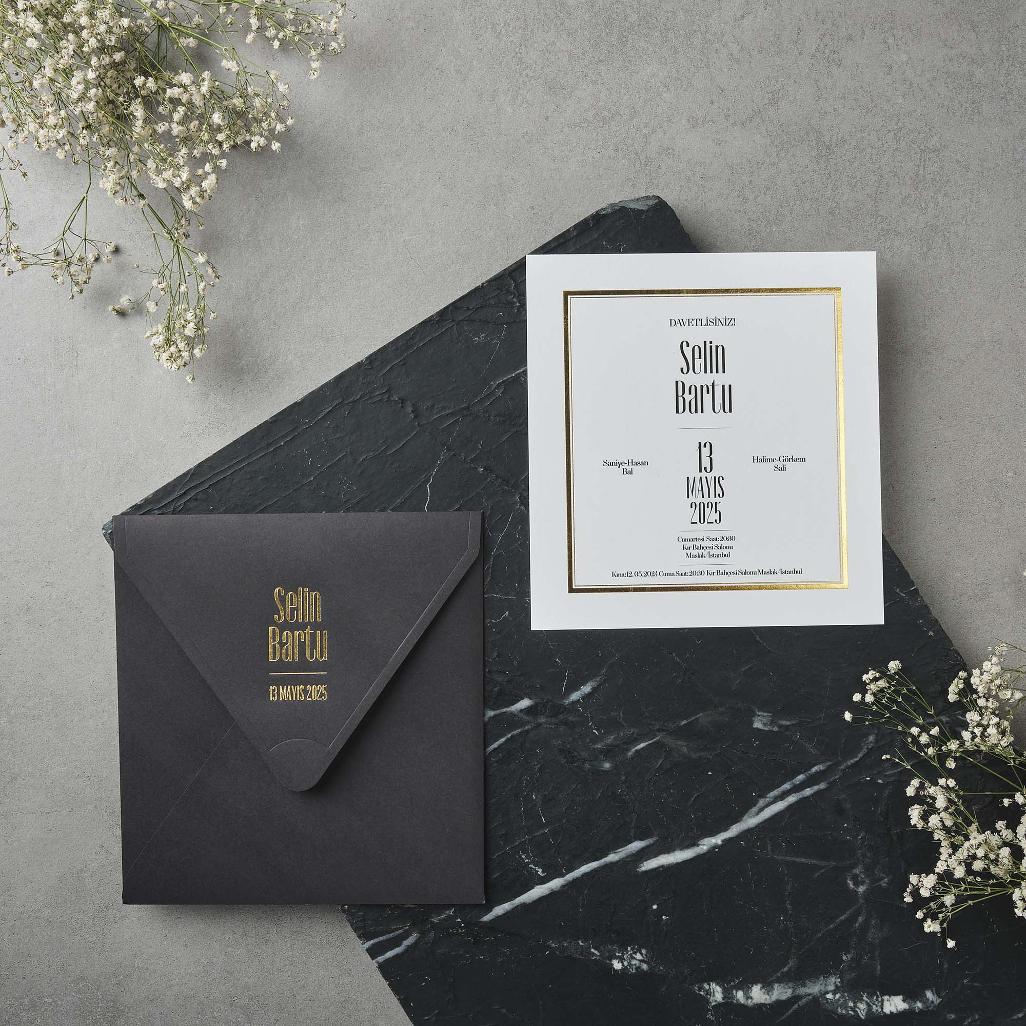 Luxury Gold Foil Frame Wedding Invitation