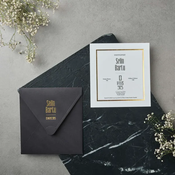 Luxury Gold Foil Frame Wedding Invitation