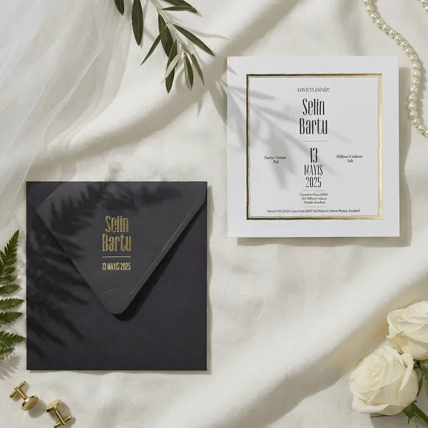Luxury Gold Foil Frame Wedding Invitation