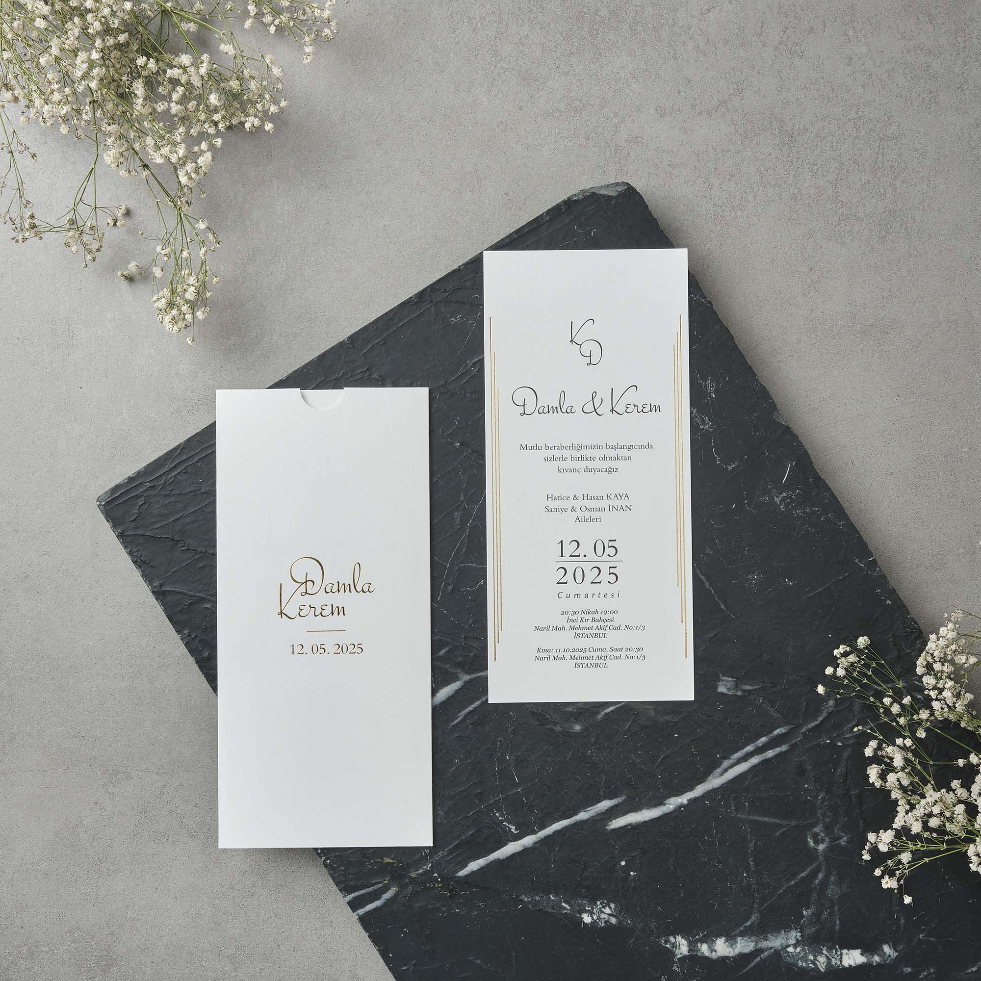 Gold Script Calligraphy Wedding Invitation